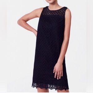 LOFT Classic Shift Dress Womens Sz 6 Navy Fan Lace Pattern Wedding Cocktail Wear
